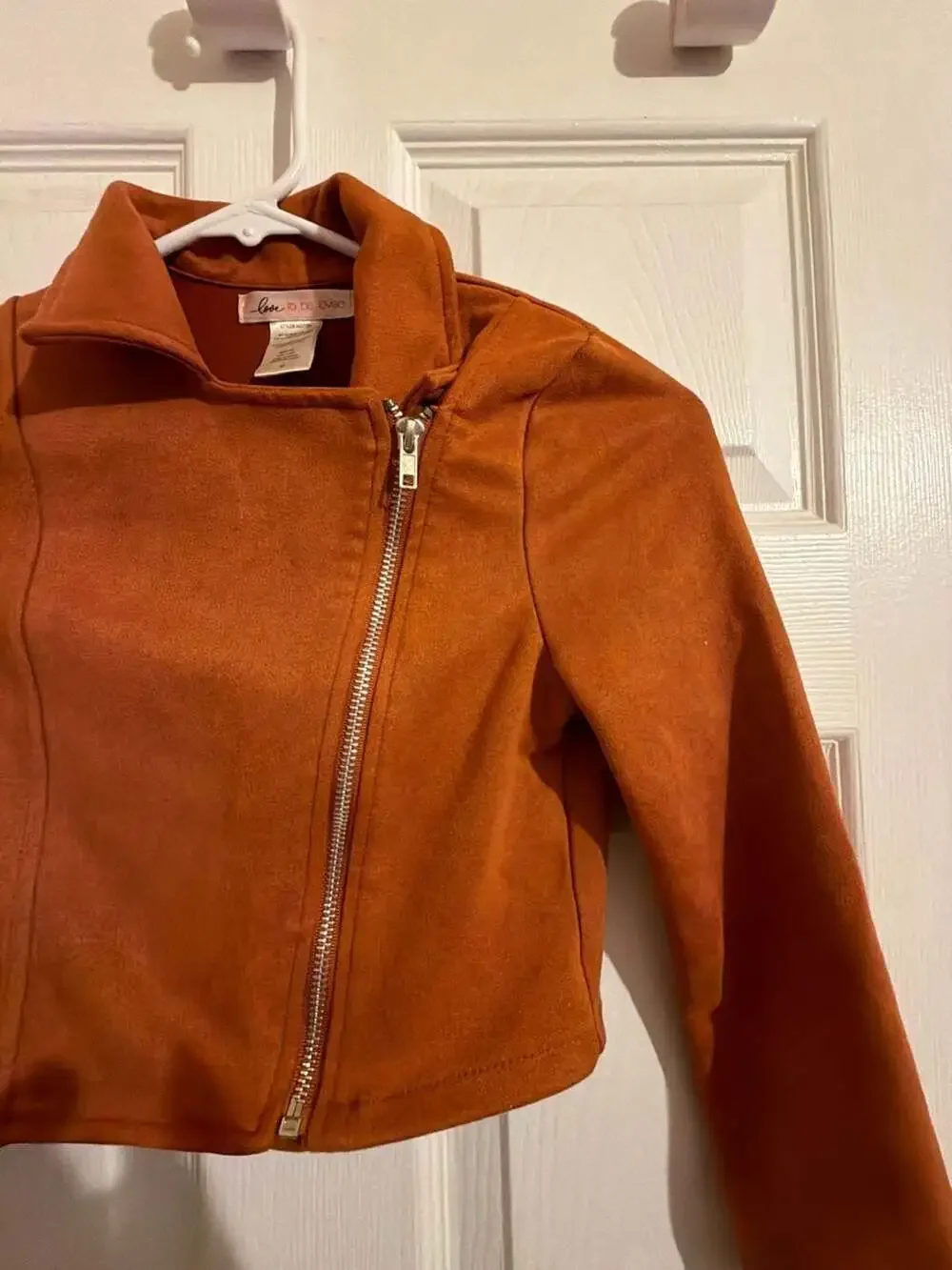 Love to Be Loved Girls Faux Suede Moto Jacket Brown Size 10